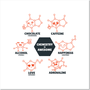 "Chemistry is Awesome" Cute Molecules Posters and Art